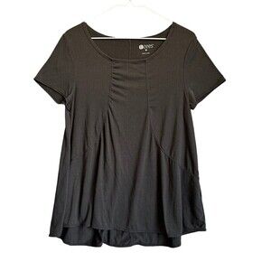 Bzees Shirt Womens Size Medium Black Flowy Short Sleeve Top Soft Athleisure